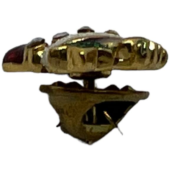 90s Glitter Stocking Christmas Pin, Good Condition, 0.5" x 0.75" - Picture 3 of 6